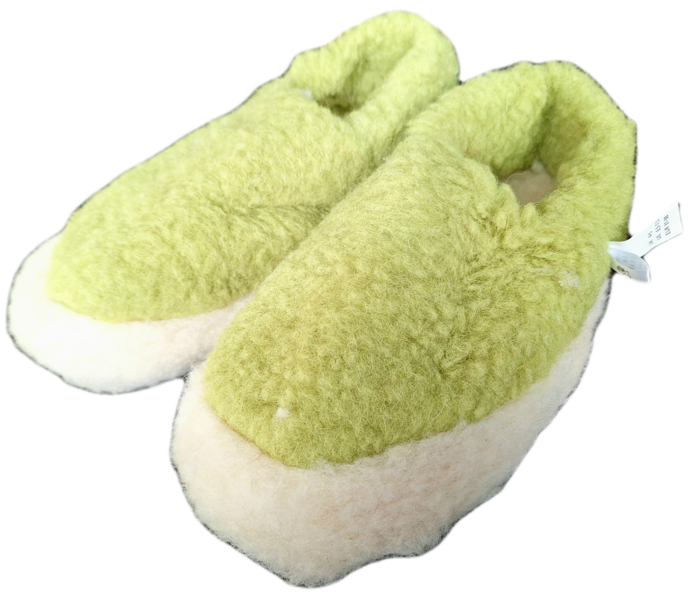 Irish Wool Slippers - Pea Green - Size 6/6.5