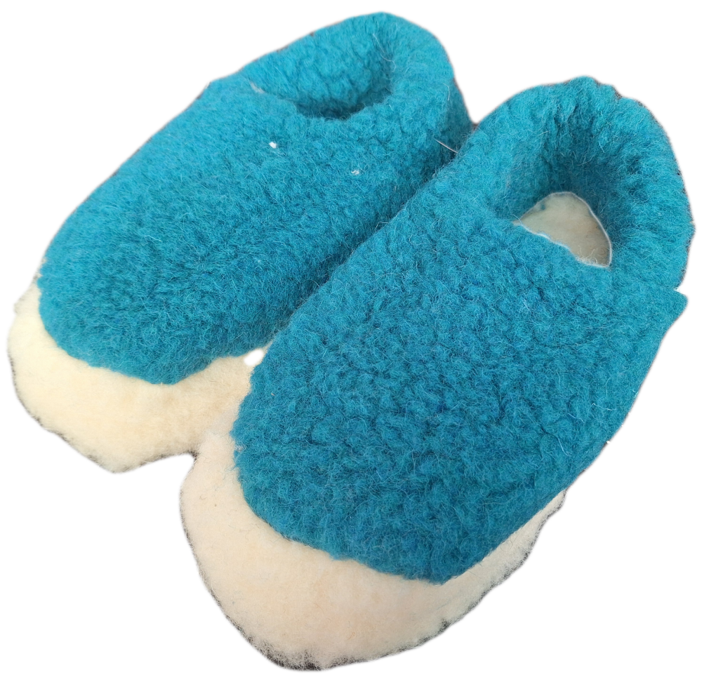 Irish Wool Slippers - Azure - Size 10.5/11