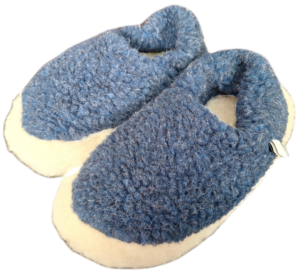 Irish Wool Slippers - Dark Blue - Size 10.5/11
