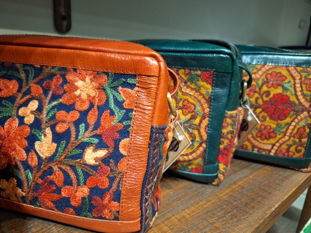 Embroidered Panel Leather Handbags