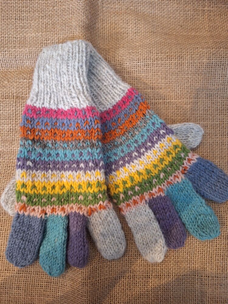 Candy Stripe - Handknitted Gloves