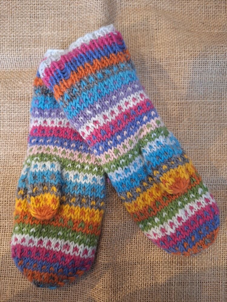 Candy Stripe - Handknitted Mittens