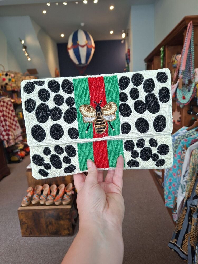 Beaded Handbag - Stripe Bee