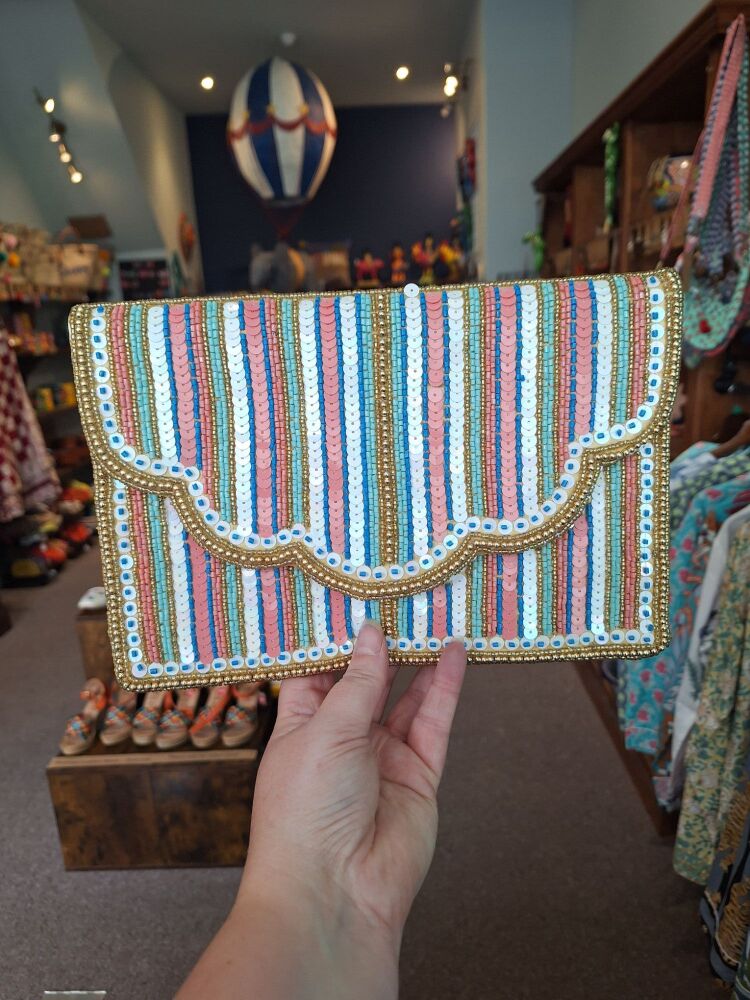 Beaded Handbag - Candy Stripe