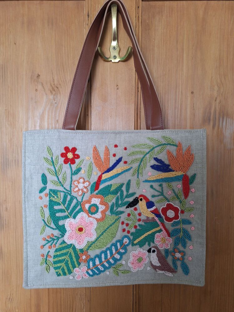 Beaded Tote Bag - Rainforest Retreat