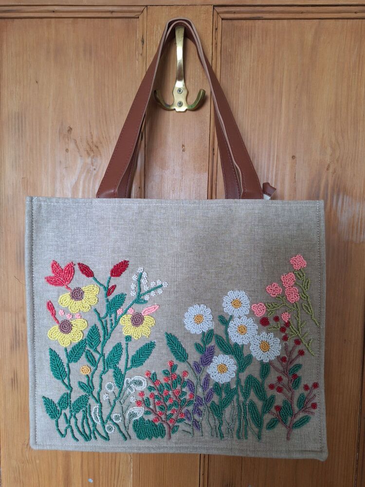 Beaded Tote Bag - Summer Meadow