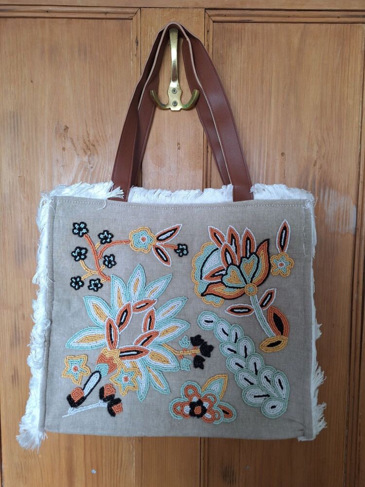 Beaded Tote Bag - Albuquerque Floral