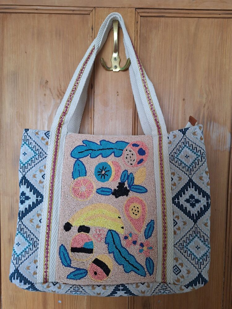 Beaded Tote Bag - Aztec Fruit Salad