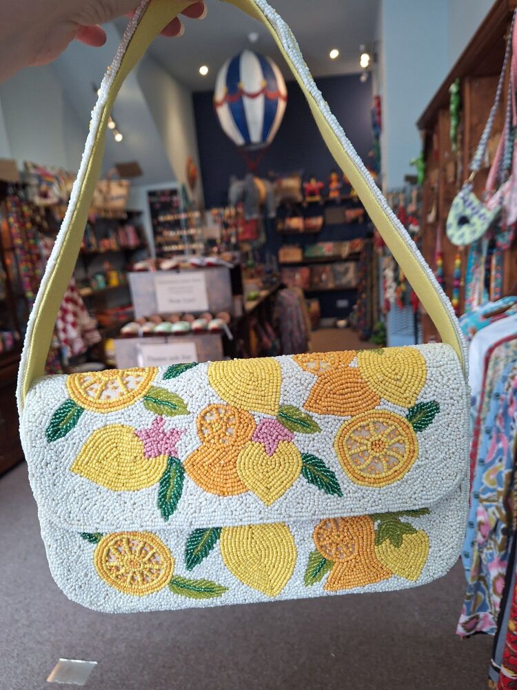 Beaded Handbag - Lemons Shoulder Bag