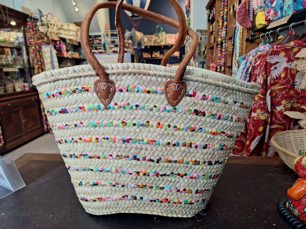 Moroccan Basket Bag - Sequin Lines