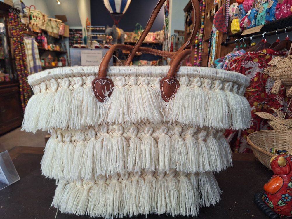 Moroccan Basket Bag - Boho Tassels