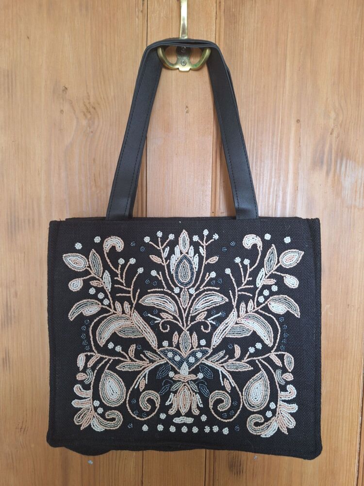 Beaded Tote Bag - Dark and Swirly