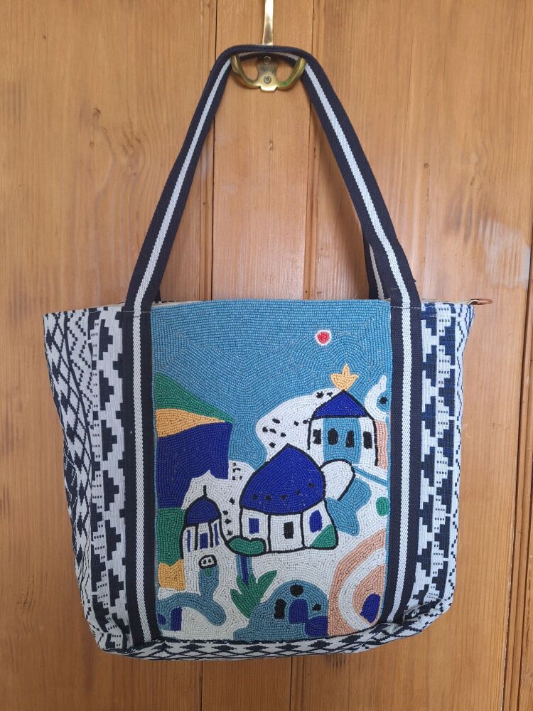 Beaded Tote Bag - Greek Escape