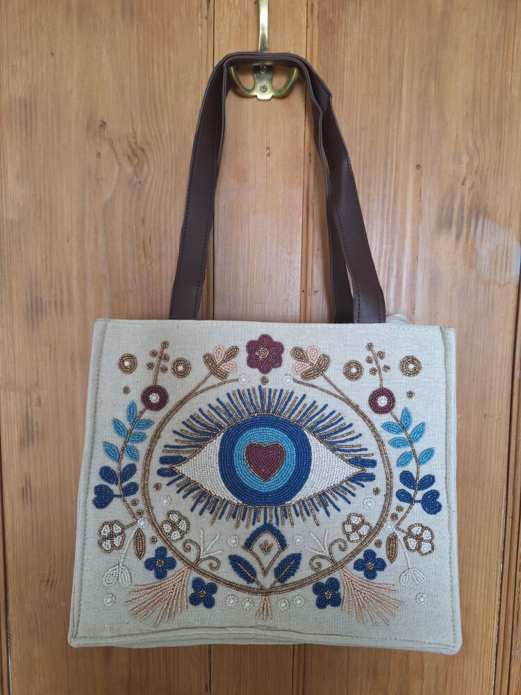 Beaded Tote Bag - Hippy Eye