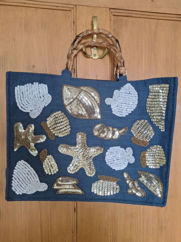 Beaded Tote Bag - Seaside Afternoon