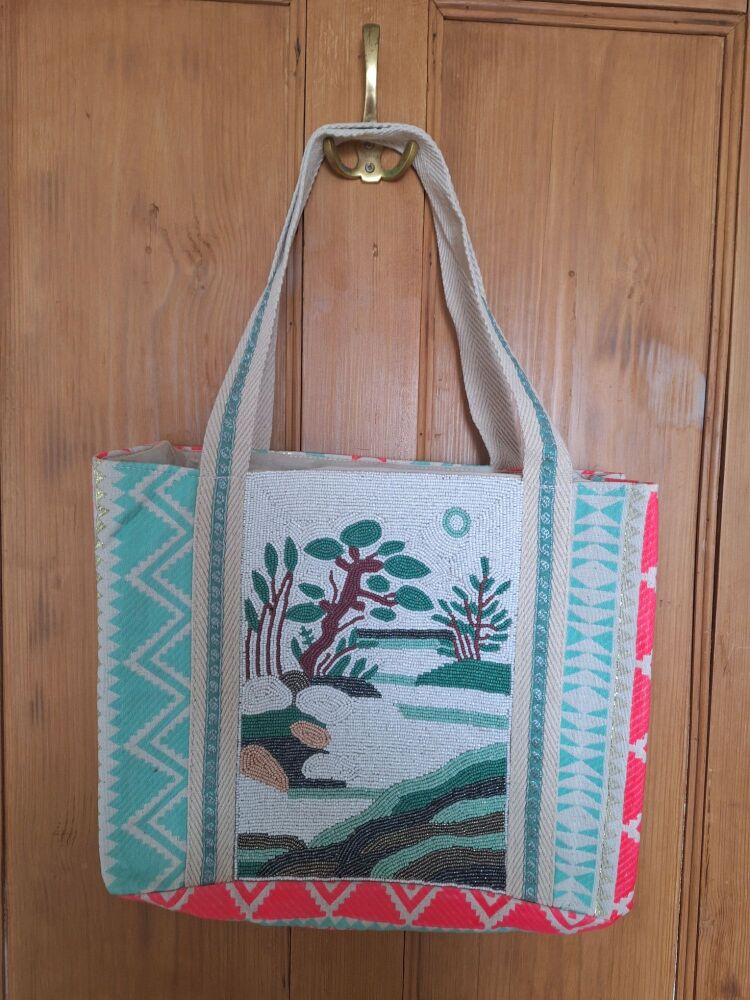 Beaded Tote Bag - Zen Garden
