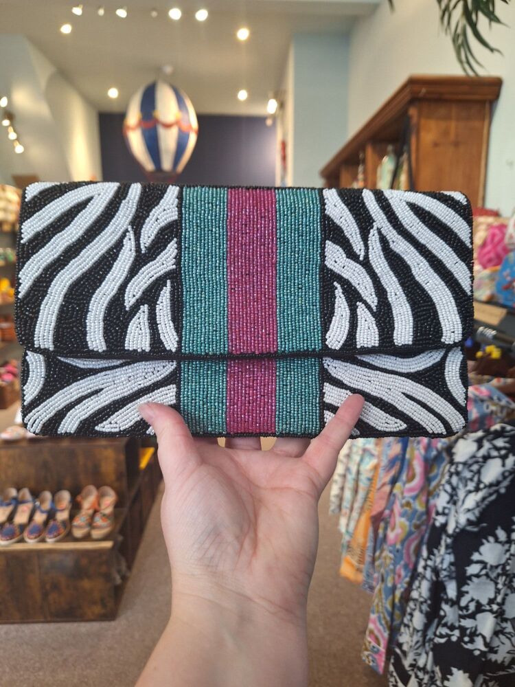 Beaded Handbag - Zebra Stripe