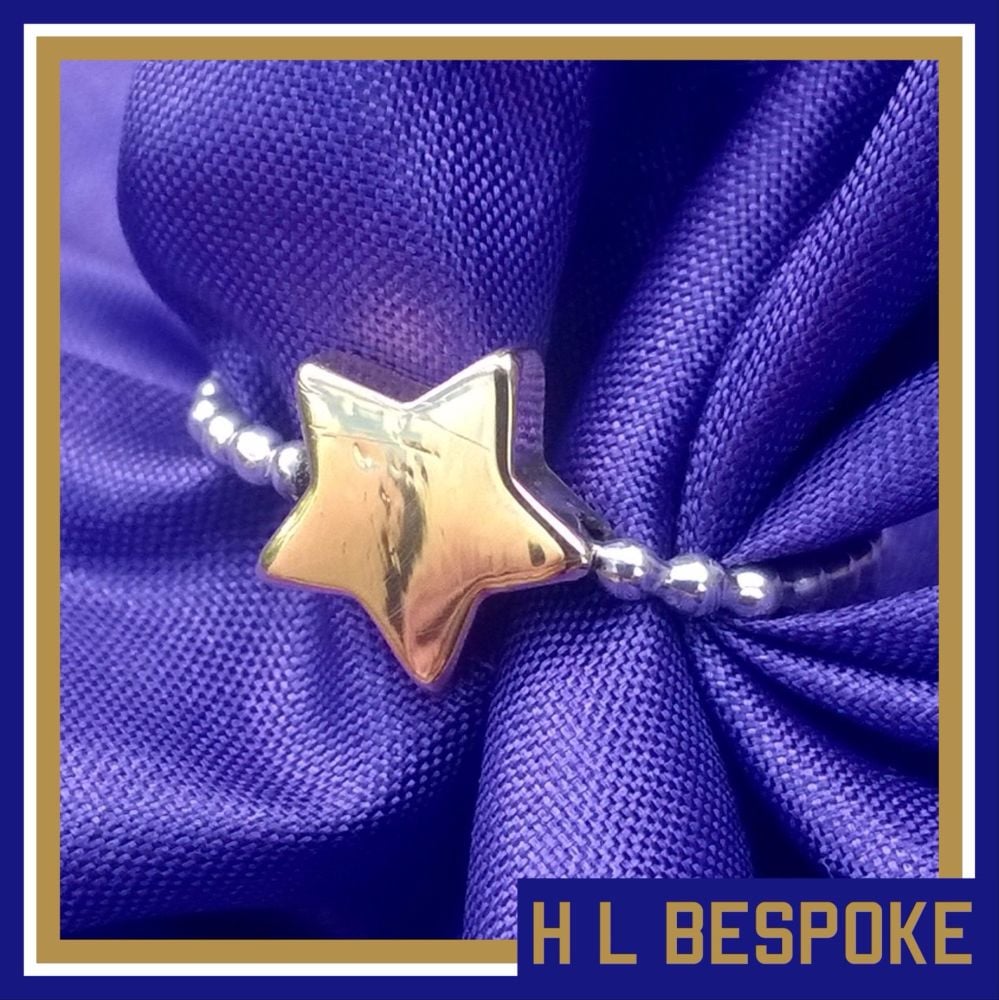Personalised Mixed Metal Sterling Silver Ring With Brass Star