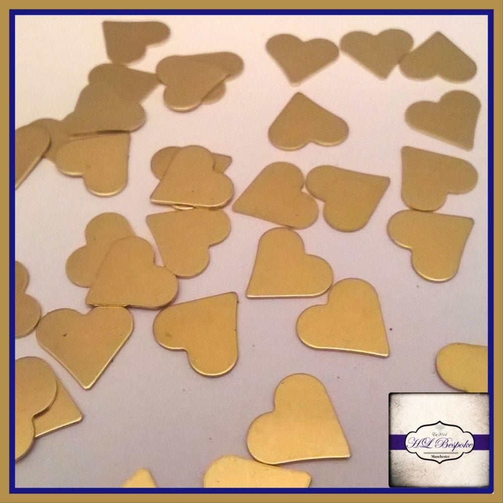 Raw Brass Heart Solderable Accents x5 - Brass Stampings