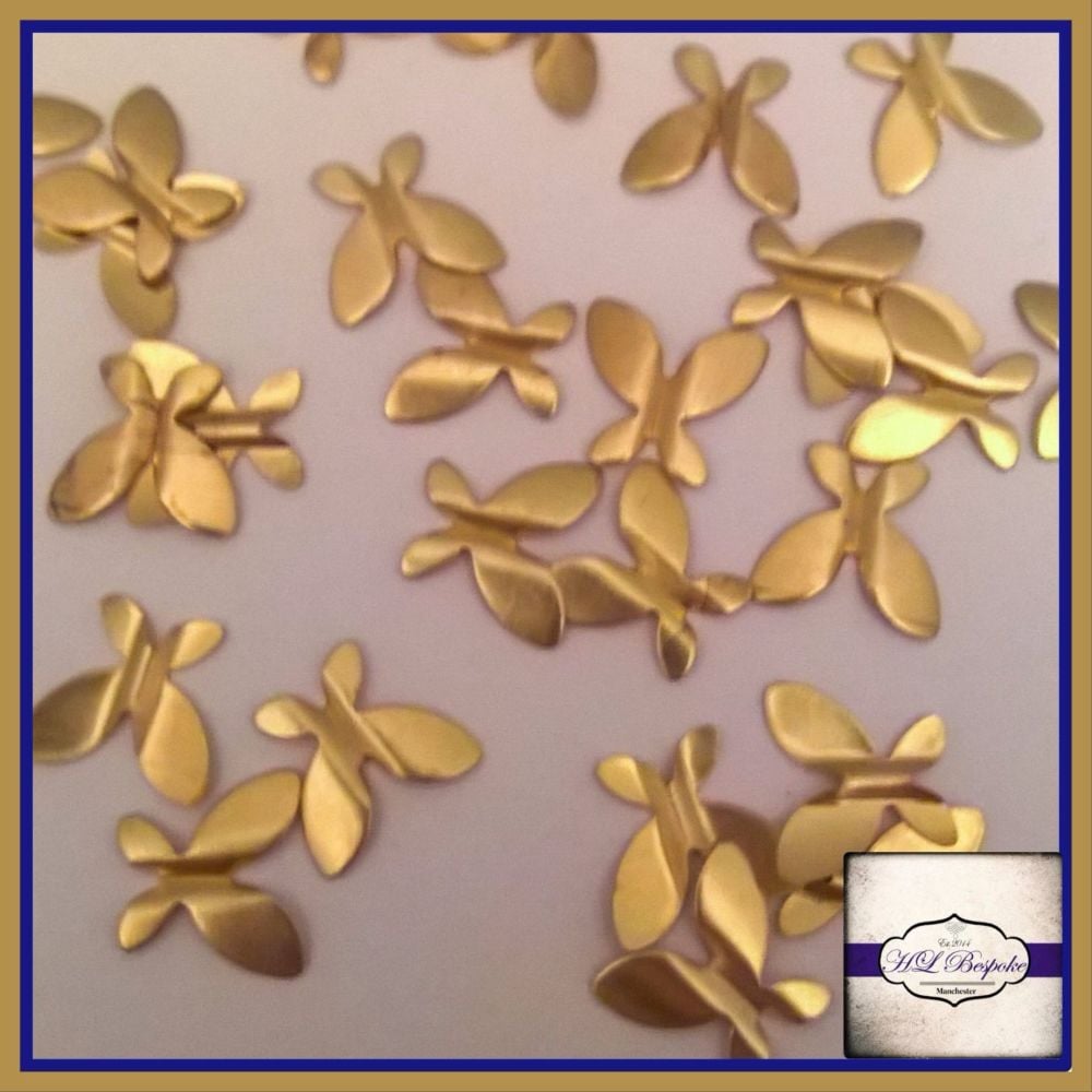 Raw Brass Raised Butterfly Solderable Accents x5 - Brass Stampings