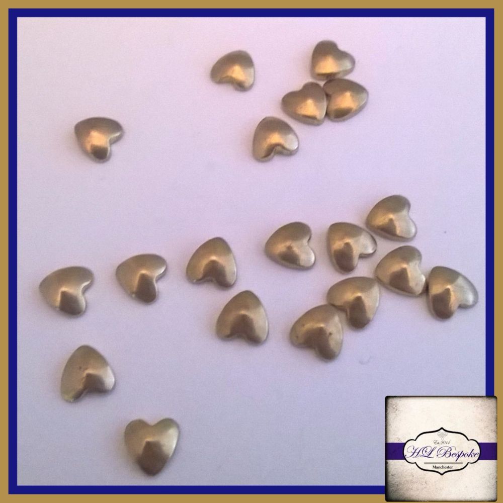 Raw Brass 3D Hearts Solderable Accents x5 - Brass Stampings