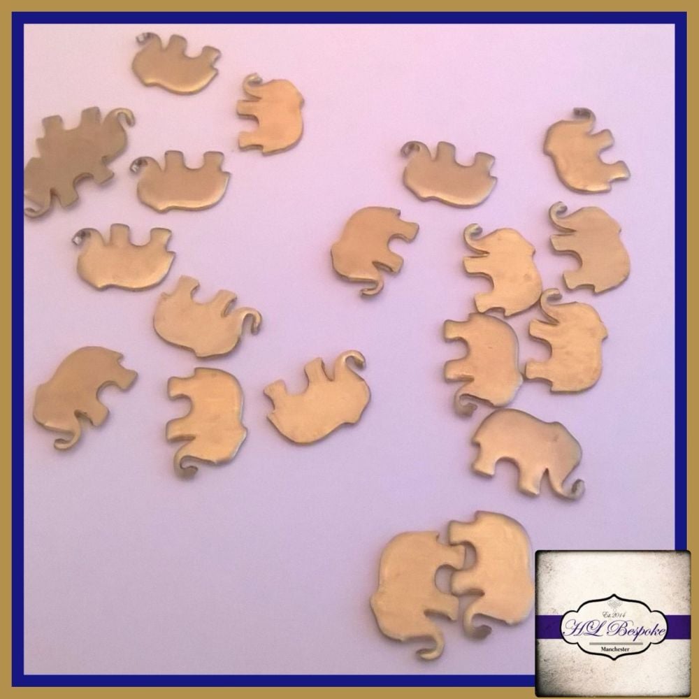Raw Brass Elephant Solderable Accents x5 - Brass Stampings