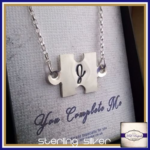 Personalised You Complete Me Puzzle Necklace - Unique Personalised Necklace
