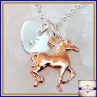 Personalised Horse Necklace - Pendant Gift For Horse Rider - Rose Gold Horse Necklace - Horse instructor Gift - Galloping Horse Pendant