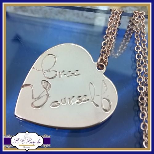 Personalised Rose Gold Heart Pendant - Rose Gold Heart Necklace - Gold Hear