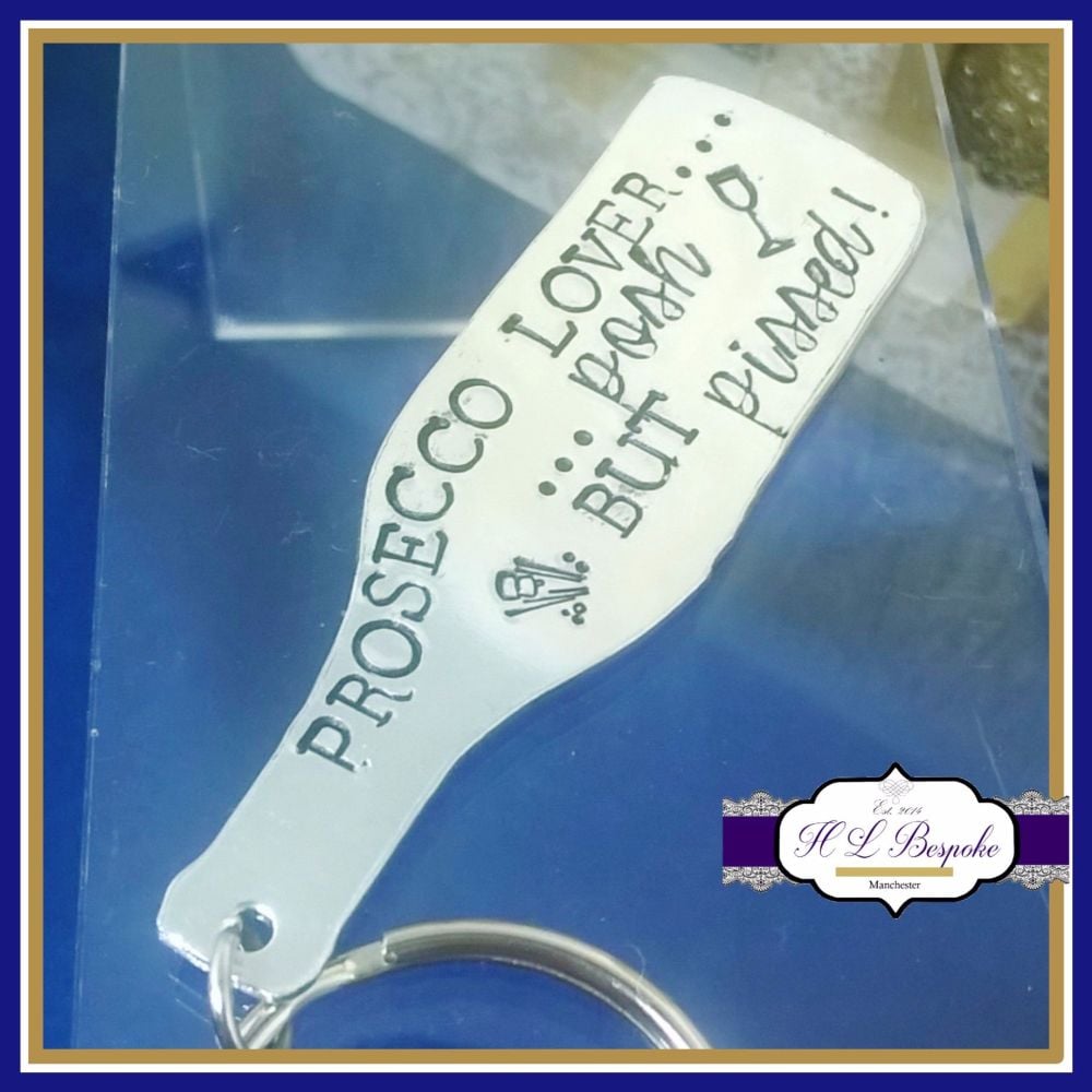 Prosecco Love Posh But Pissed Keyring - Prosecco Lover Keyring - Prosecco Lover Gift - Prosecco Gift - Champagne Love Keyring - Wine Gift