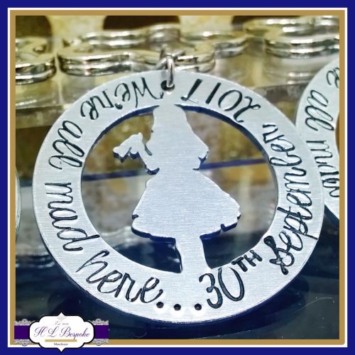 Personalised Alice In Wonderland Necklace - Alice In Wonderland Keyring - A