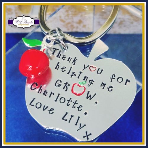 Personalised Teacher Keyring - Teacher Gift - Teacher Apple Gift - Thank Yo