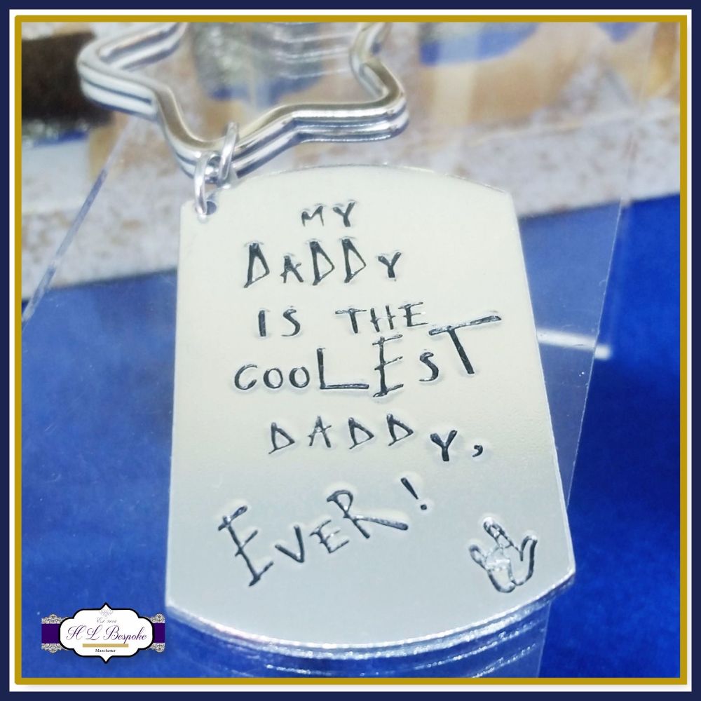 Coolest Daddy Keyring - Father's Day Keyring - My Daddy Is The Coolest Dadd
