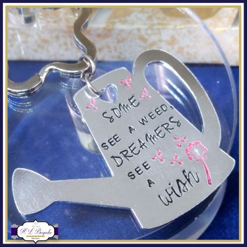 Gardening Keychain - Shed Keyring - Some See A Weed Dreams See A Wish - Gar