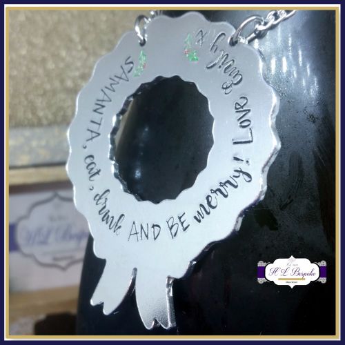 Personalised Bottle Neck Tag - Eat Drink & Be Merry - Decanter Tag - Christ