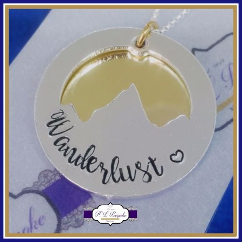 Personalised Mountain Necklace - YOU CHOOSE WORDING - Mountain Pendant - Mo