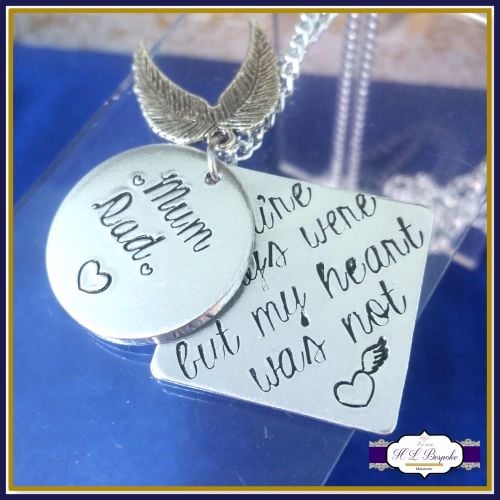 Personalised Memory Necklace - In Memory Of Jewellery - Your Wings Were Rea