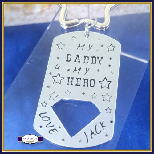 My Daddy My Hero - Personalised Diamond Keyring - Our Daddy Our Hero - Keyc