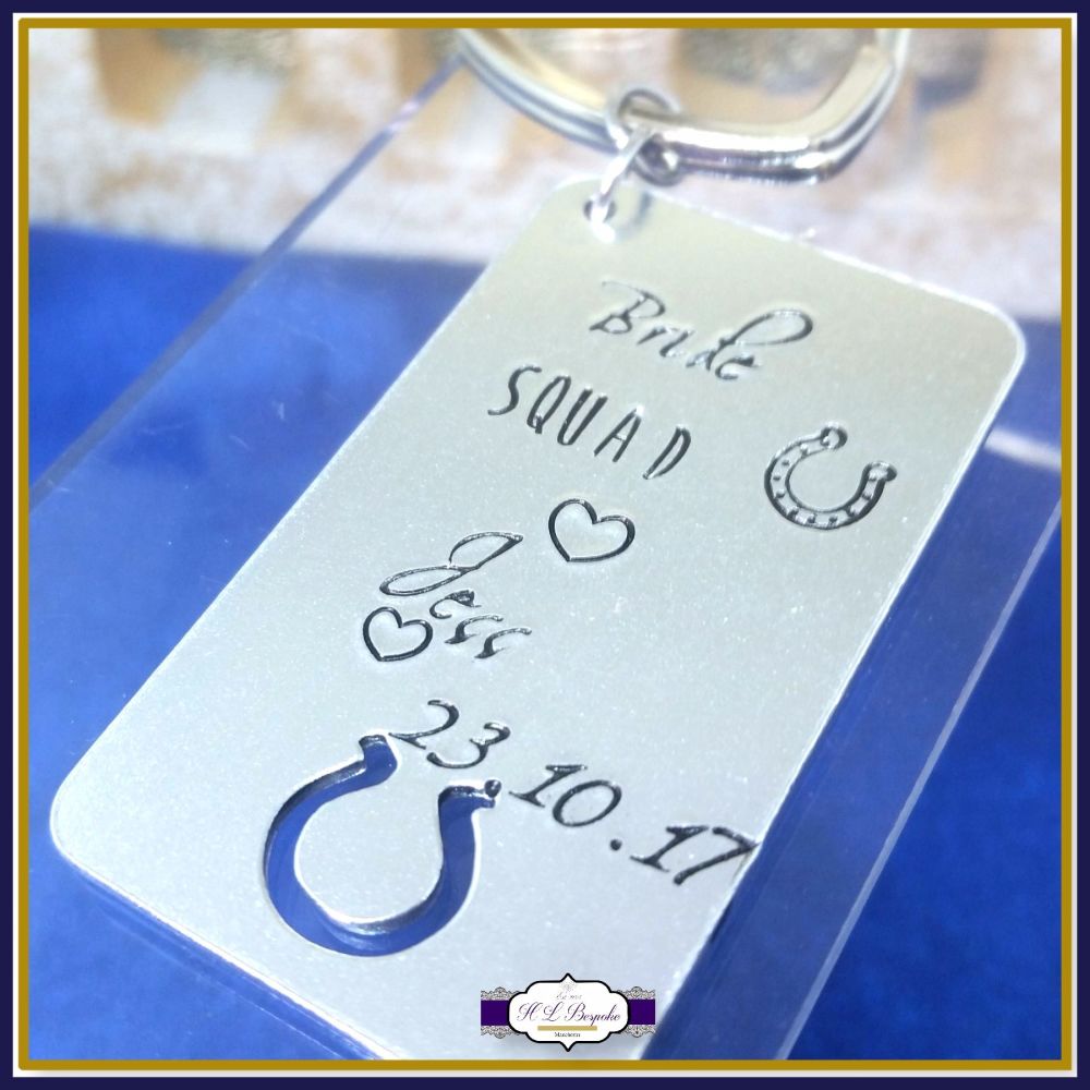Personalised Bridesmaid Gift - Hen Party Keyring - Bride Squad Keychain - hen Party Gifts - Wedding Party Keyrings - Hen Party Favours