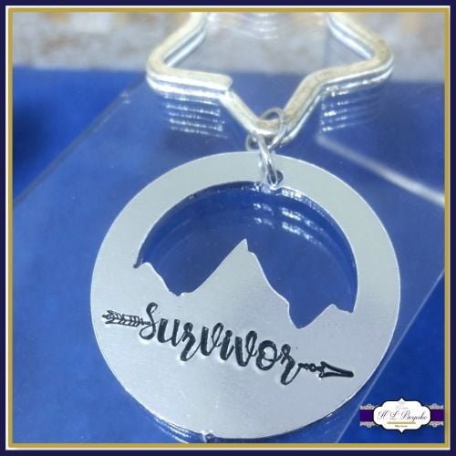 Personalised Mountain Keyring - Survivor Keyring - YOU CHOOSE WORDING - Sur