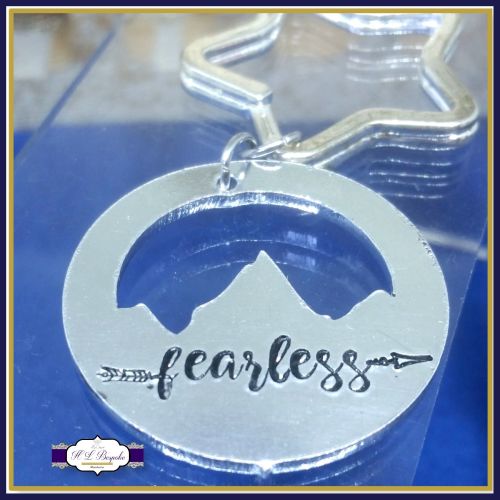 Personalised Mountain Keyring - Fearless Keyring - YOU CHOOSE WORDING - Fea