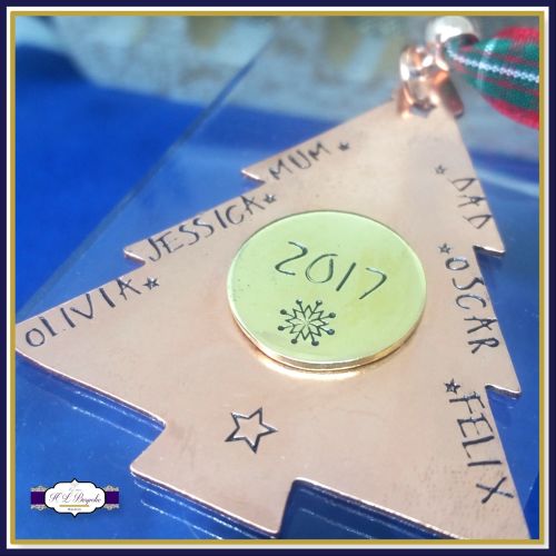 Personalised Copper Family Christmas Tree Decoration - Whole Family Christm