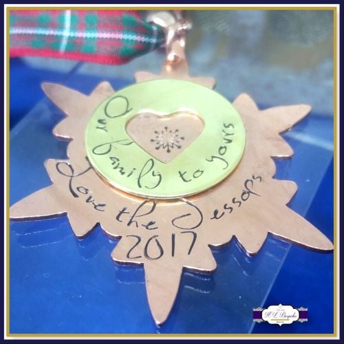 Personalised Copper Christmas Tree Decoration - YOU CHOOSE WORDING - Our Fa