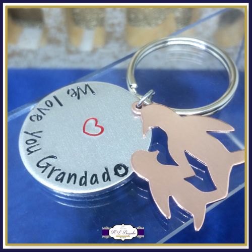 Personalised Grandad Keyring - Grandma Keyring - I / We Love You Grandad -