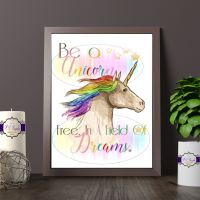 Watercolour Rainbow Unicorn Bedroom Decor - Be A Unicorn Print  - Rainbow Unicorn Room Decor - Rainbow Unicorn Gift Themed Art Print