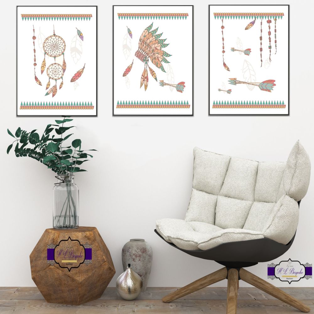 Boys Tribal Nursery Prints - Nursery Boho Print Set - DreamCatcher ...