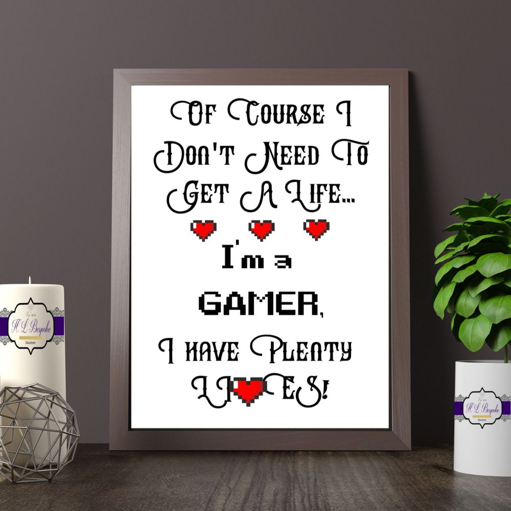 Gamer Gift - A4 I'm A Gamer Print - Games Room Decor - Teenage Gift - Cours