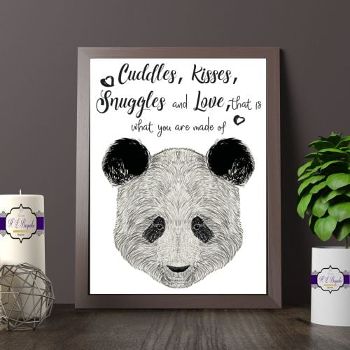 Monochrome Nursery Decor Panda Black White Quote Print For Baby Wall Art Monochrome Nursery Decor Panda Black White Quote Print For Baby Wall Art
