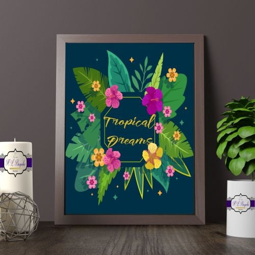 Tropical Floral Theme Wall Decor - Tropical Dreams Print - Tropical Flower