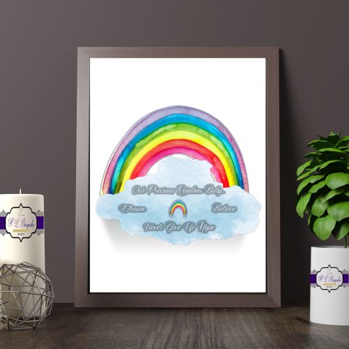 Rainbow Baby Print Quote - Watercolour Rainbow & Cloud Print